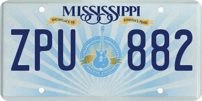 MS license plate ZPU882