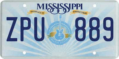 MS license plate ZPU889