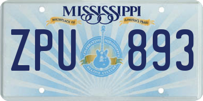 MS license plate ZPU893
