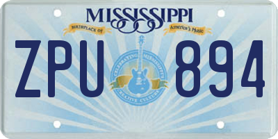 MS license plate ZPU894