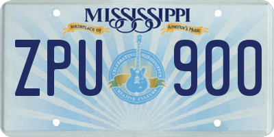 MS license plate ZPU900