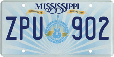 MS license plate ZPU902