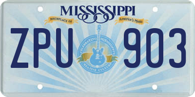 MS license plate ZPU903
