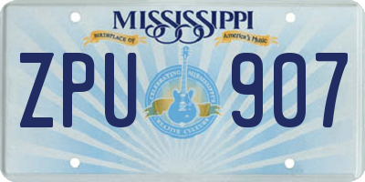 MS license plate ZPU907