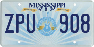 MS license plate ZPU908