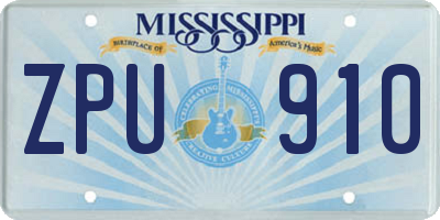 MS license plate ZPU910