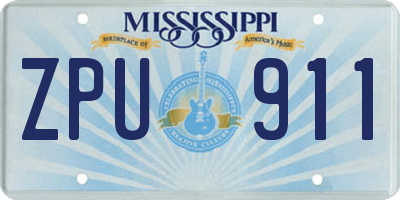 MS license plate ZPU911