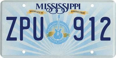 MS license plate ZPU912
