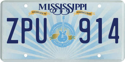 MS license plate ZPU914