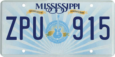 MS license plate ZPU915