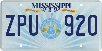 MS license plate ZPU920