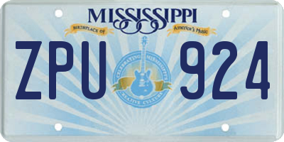 MS license plate ZPU924