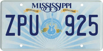 MS license plate ZPU925