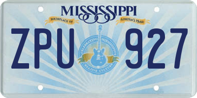 MS license plate ZPU927
