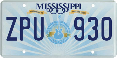 MS license plate ZPU930