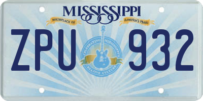 MS license plate ZPU932