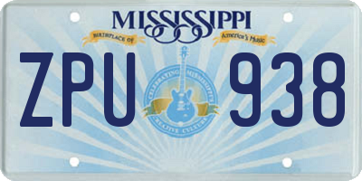 MS license plate ZPU938