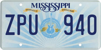 MS license plate ZPU940