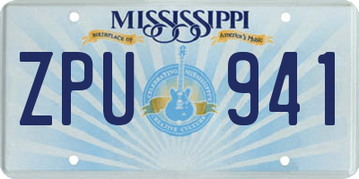 MS license plate ZPU941