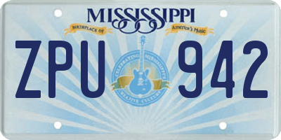 MS license plate ZPU942