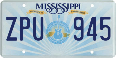 MS license plate ZPU945