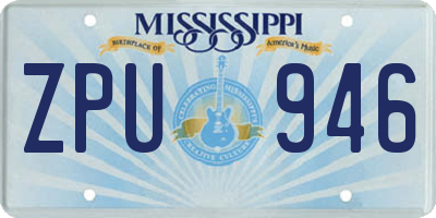 MS license plate ZPU946