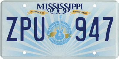 MS license plate ZPU947