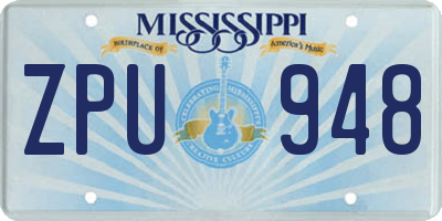MS license plate ZPU948