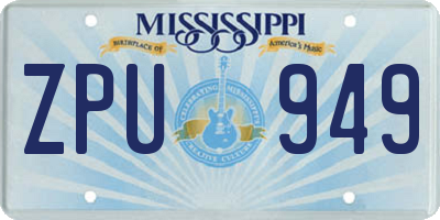 MS license plate ZPU949