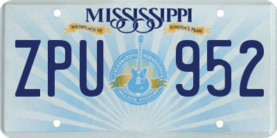 MS license plate ZPU952