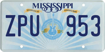MS license plate ZPU953