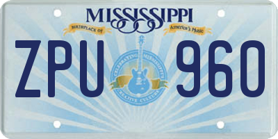 MS license plate ZPU960