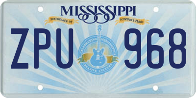 MS license plate ZPU968