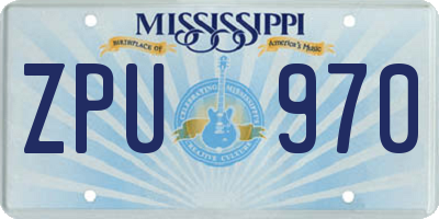 MS license plate ZPU970