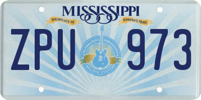 MS license plate ZPU973
