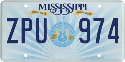 MS license plate ZPU974