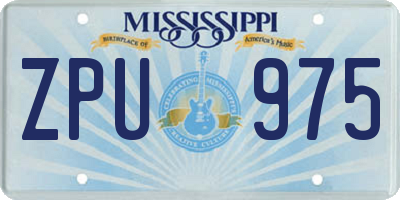 MS license plate ZPU975
