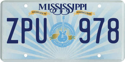 MS license plate ZPU978