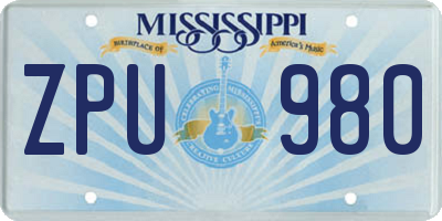 MS license plate ZPU980