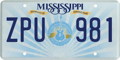 MS license plate ZPU981