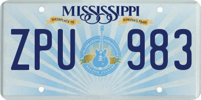 MS license plate ZPU983