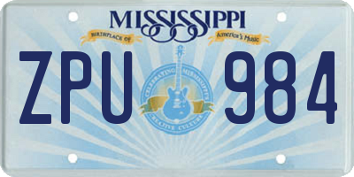 MS license plate ZPU984