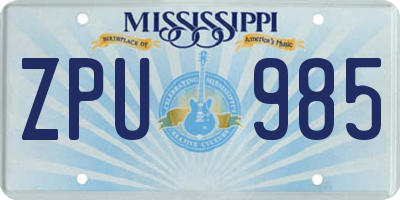 MS license plate ZPU985