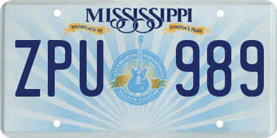 MS license plate ZPU989