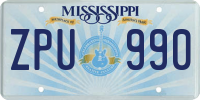 MS license plate ZPU990