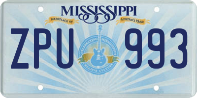 MS license plate ZPU993