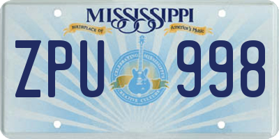 MS license plate ZPU998