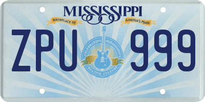 MS license plate ZPU999
