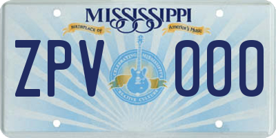 MS license plate ZPV000