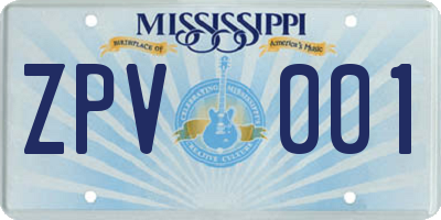 MS license plate ZPV001